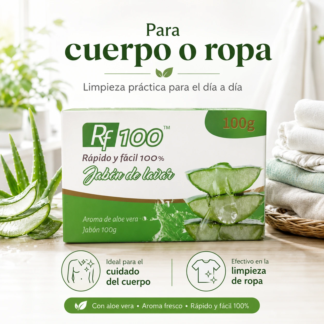 RF100 aloe vera soap lifestyle product poster